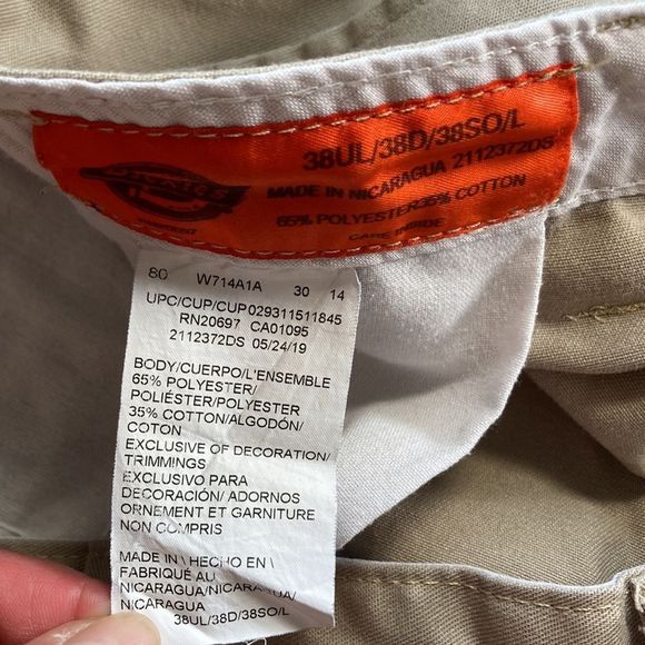 Mens 38x31 Dickies Khaki Cargo Work Pants - Picture 4 of 12